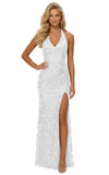 Women's Sequin Halter Prom Dresses with Split Long Mermaid Ruched Formal Evening Gowns 2026