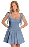 Spaghetti Straps Homecoming Dresses for Teens Satin A-line Short Prom Dress Pleated Cocktail Gowns with Pockets