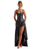 Sequin Prom Dresses with Slit 2026 Spaghetti Straps V Neck Corset A Line Formal Dress