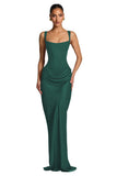 Mermaid Satin Prom Dresses for Women 2026 Spaghetti Strap Formal Dress Ruched Corset Evening Party Gowns