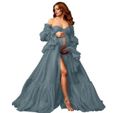 Tulle Maternity Dresses for Photoshoot Long Puffy Bridal Lingeria Robe Pregnancy Gowns Bathgown BabyShower Dress