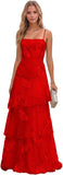 Jacquard Laces Prom Dress for Women Spaghetti Strap Bridesmaid Dresses Long Formal Wedding Party Gown