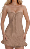 Jacquard Chiffon Homecoming Dress Short for Teens 2027 Strapless Mini Prom Gown Ruffle Cocktail Party Dress