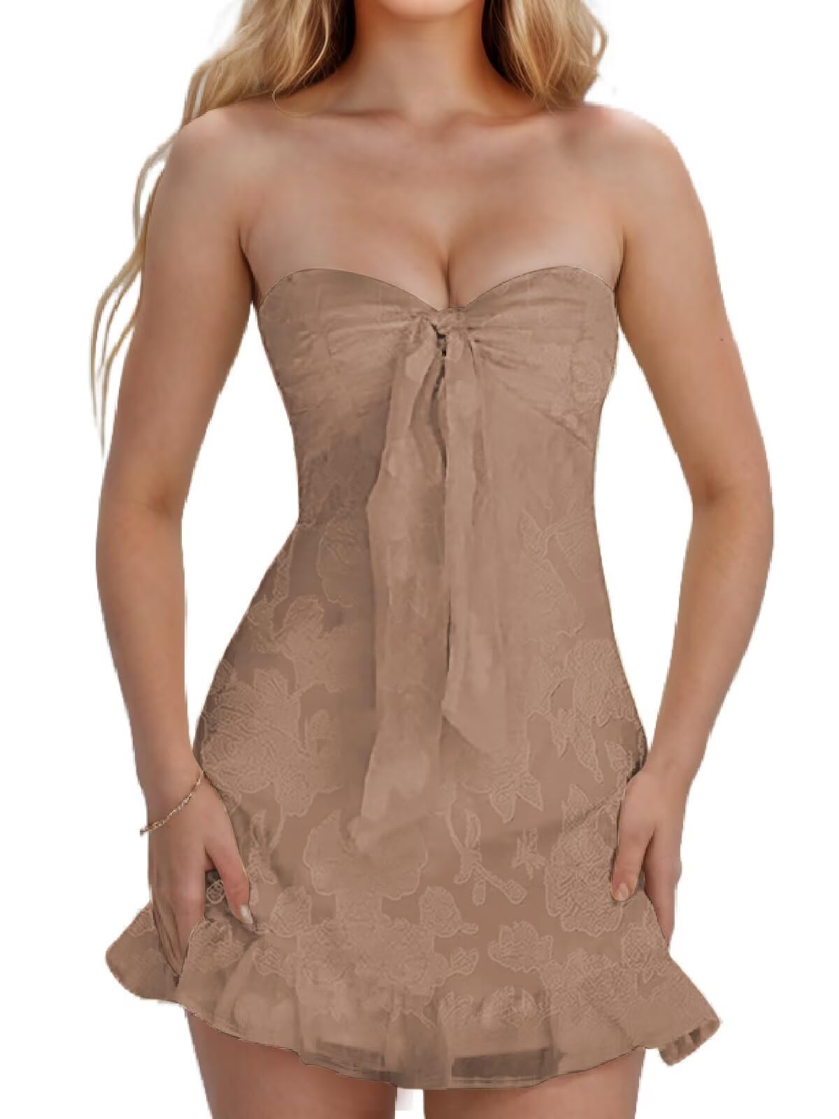 Jacquard Chiffon Homecoming Dress Short for Teens 2027 Strapless Mini Prom Gown Ruffle Cocktail Party Dress
