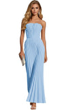Women's Strapless Pleated Bridesmaid Dress Elegant Sweetheart Neck Formal Prom Gown for Wedding Guest