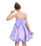 Satin Homecoming Dress for Girls Short Satin Flower Girl Dresses for Wedding Party Prom Gown with Bow