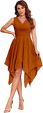 Women's Short Bridesmaid Dresses 2025 V Neck Ruched Chiffon Formal Cocktail Party Dress
