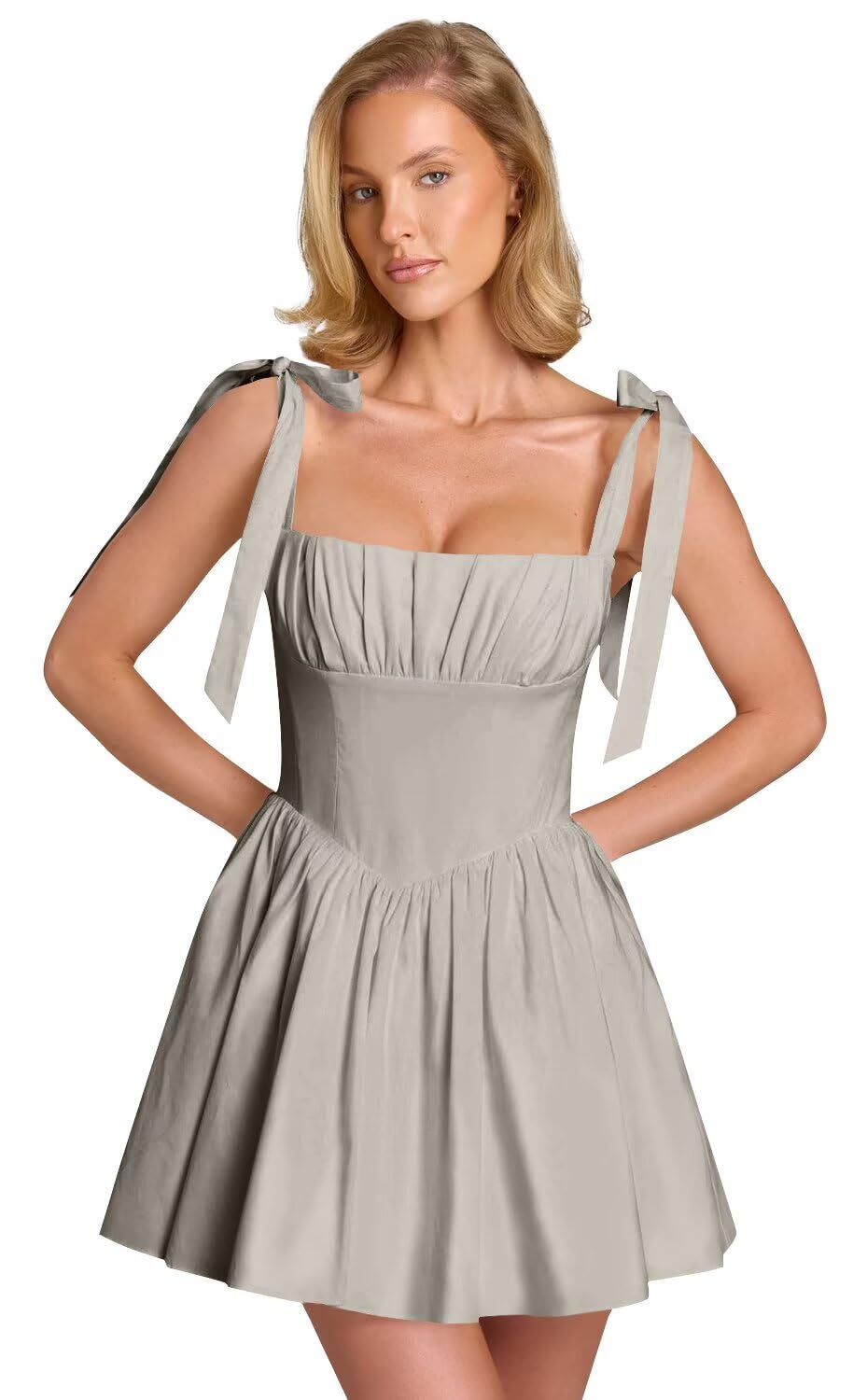 Spaghetti Straps Homecoming Dresses for Teens Satin A-line Short Prom Dress Pleated Cocktail Gowns with Pockets