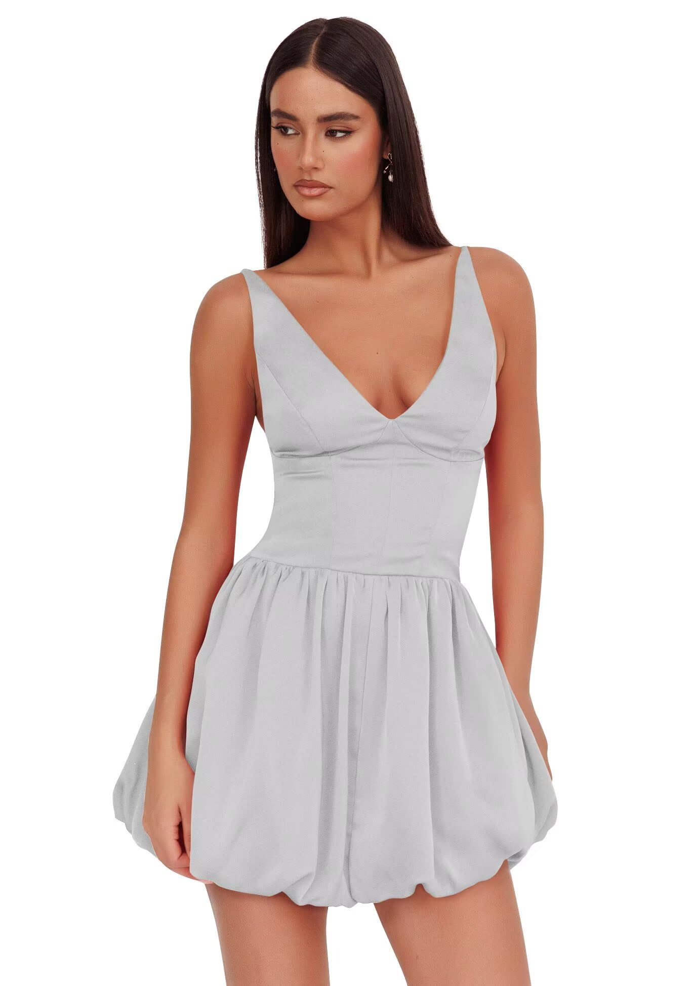 V Neck Satin Homecoming Dresses for Teens 2027 Short Prom Dress A-Line Backless Cocktail Party Gowns with Pockets