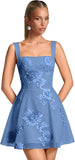 Floral Tulle Homecoming Dresses Short Embroidery Lace A-Line Mini Formal Graduation Cocktail Gown