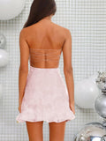 Jacquard Chiffon Homecoming Dress Short for Teens 2027 Strapless Mini Prom Gown Ruffle Cocktail Party Dress