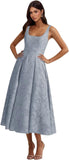 Floral Lace Bridesmaid Dresses for Women Tea Length A Line Pleated Wedding Guest Dress Formal Gown