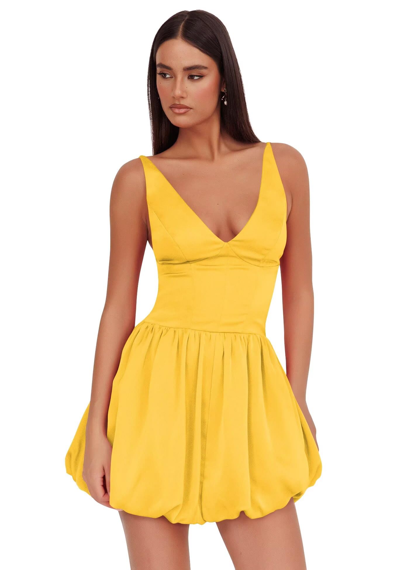 V Neck Satin Homecoming Dresses for Teens 2027 Short Prom Dress A-Line Backless Cocktail Party Gowns with Pockets