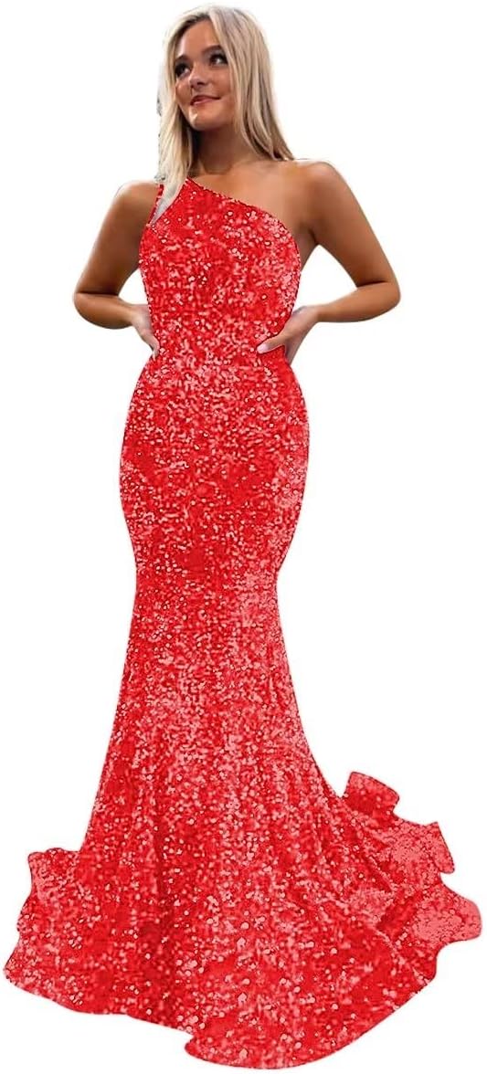 Women's Strapless Sequin Prom Dresses with Train Criss-Cross Mermaid Long Formal Evening Gowns