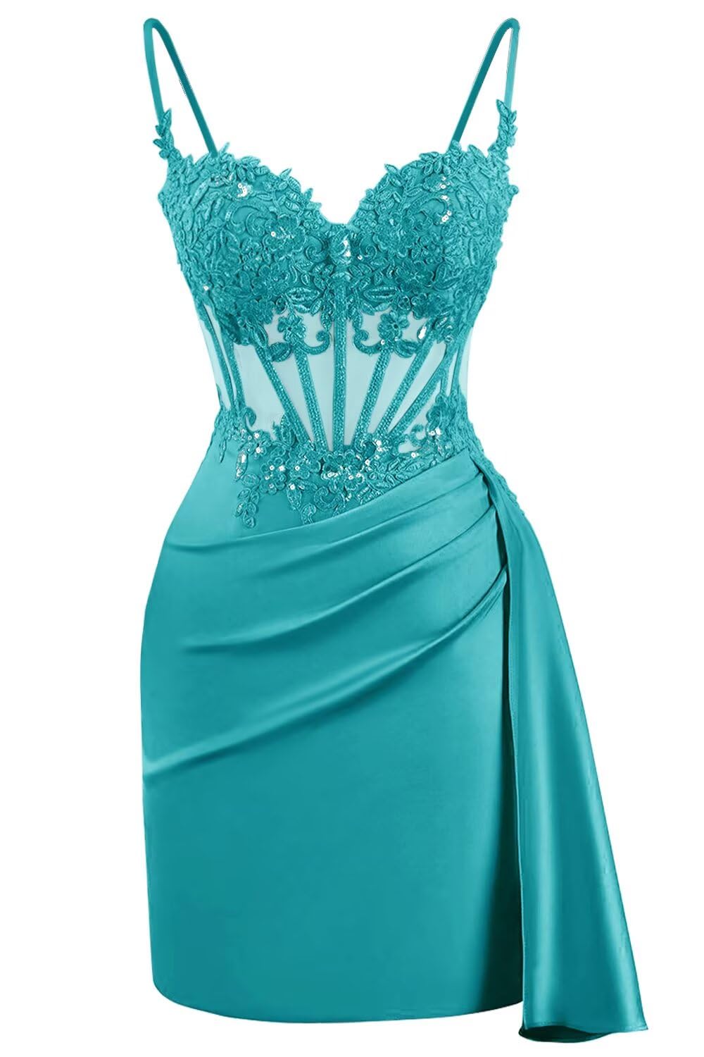 Lace Satin Homecoming Dresses for Teens 2027 Short Prom Dress Spaghetti Straps Corset Cocktail Formal Evening Gowns