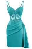 Lace Satin Homecoming Dresses for Teens 2027 Short Prom Dress Spaghetti Straps Corset Cocktail Formal Evening Gowns
