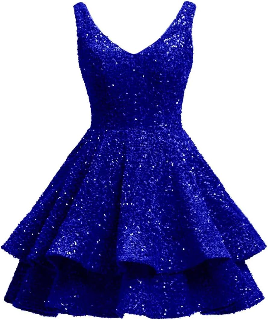 Short 2026 Sparkly Sequin Homecoming Dress for Teen Tiered Corset Ball Prom Cocktail Party Gown for Women