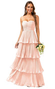 Tiered Ruffle Bridesmaid Dresses for Women Spaghetti Straps Long Chiffon Formal Evening Prom Gowns