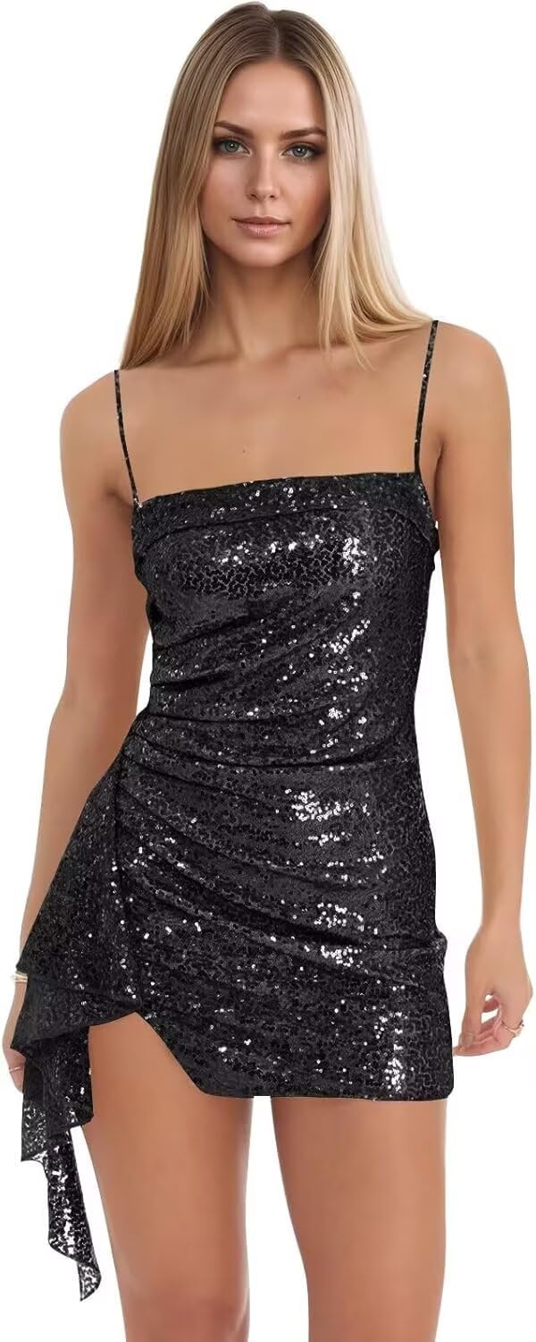 Spaghetti Straps Sequin Homecoming Dresses for Teens 2027 Sparkly Tight Short Prom Cocktail Party Gowns