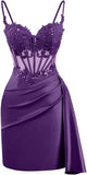 Lace Satin Homecoming Dresses for Teens 2027 Short Prom Dress Spaghetti Straps Corset Cocktail Formal Evening Gowns