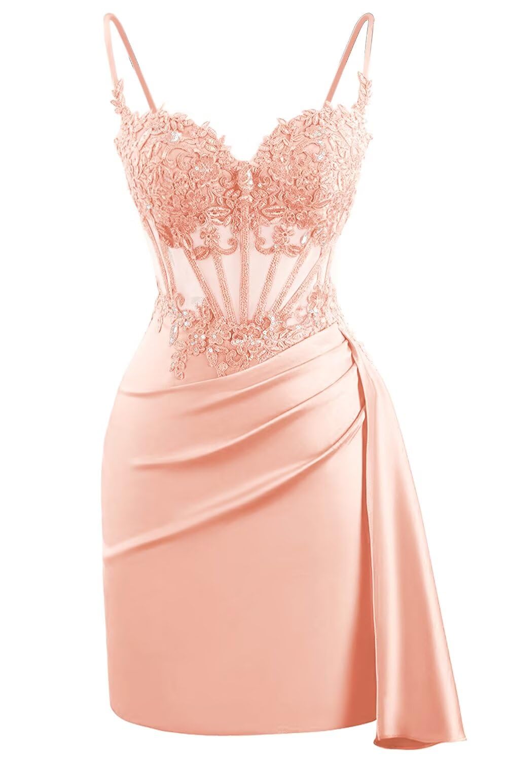 Lace Satin Homecoming Dresses for Teens 2027 Short Prom Dress Spaghetti Straps Corset Cocktail Formal Evening Gowns