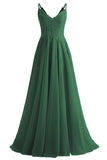 Lace Bridesmaid Dresses for Wedding with Slit Spaghetti Straps Chiffon Aline Formal Evening Party Gowns
