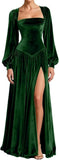 Kingbridal Gowns Long Sleeve Prom Dresses for Women 2027 Velvet Formal Dress with Slit Long A-line Evening Party Gowns