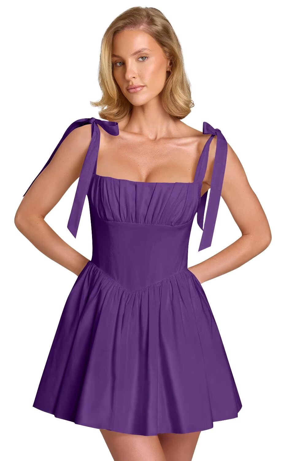Spaghetti Straps Homecoming Dresses for Teens Satin A-line Short Prom Dress Pleated Cocktail Gowns with Pockets