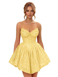 Strapless Sequin Homecoming Dresses for Teens 2026 Sparkly A-line Short Prom Dress Corset Cocktail Party Gowns