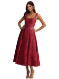 Floral Lace Bridesmaid Dresses for Women Tea Length A Line Pleated Wedding Guest Dress Formal Gown
