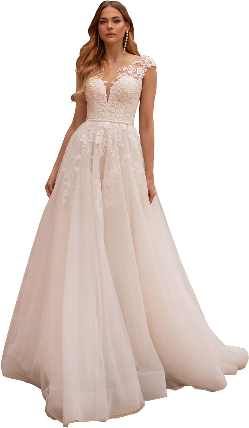 Women's Beach Wedding Dresses for Bride 2025 Long Lace Wedding Bridal Gowns