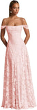 Off The Shoulder Bridesmaid Dresses Long for Women Formal Evening Gown Lace Wedding Guest Dress