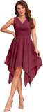 Women's Short Bridesmaid Dresses 2025 V Neck Ruched Chiffon Formal Cocktail Party Dress