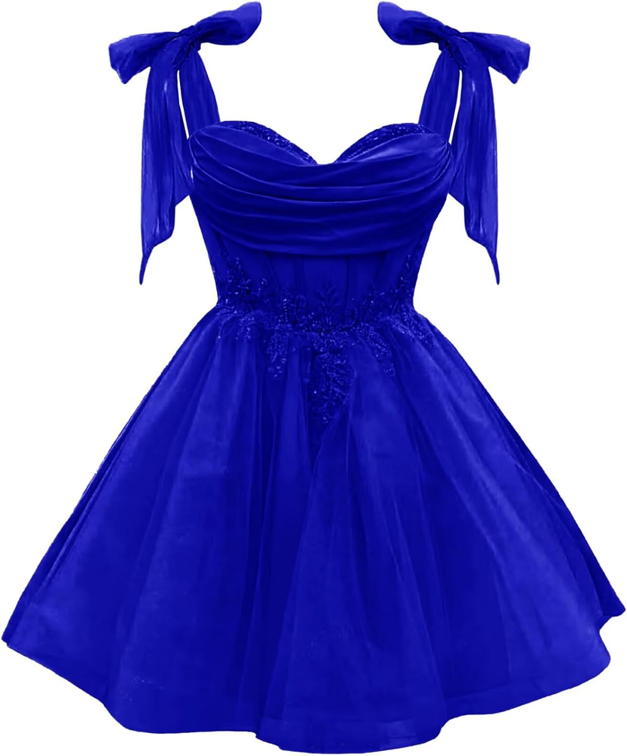 Tulle Short Homecoming Dress for Teens Sparkly Lace DAMA Dresses for Quinceanera Spaghetti Straps Bow Prom Gown