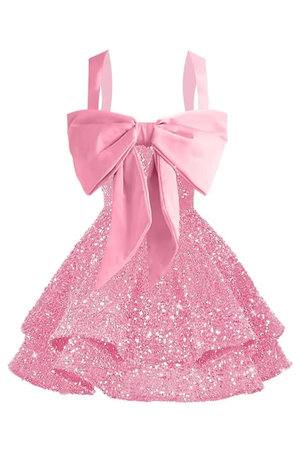 Sparkly Tiered Sequin Flower Girl Dress Spaghetti Straps Short Birthday Pageant Formal Mini Dresses