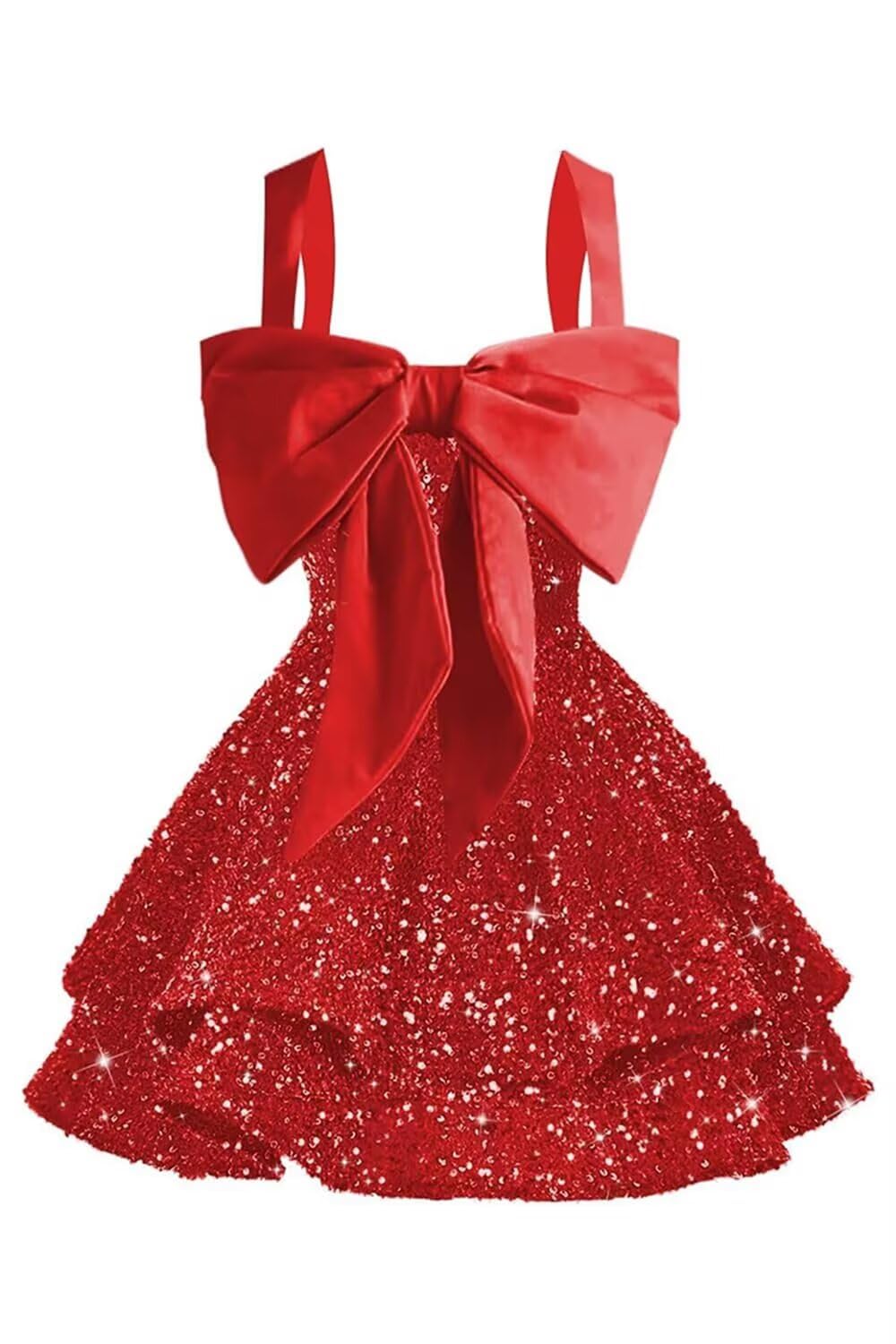 Sparkly Tiered Sequin Flower Girl Dress Spaghetti Straps Short Birthday Pageant Formal Mini Dresses