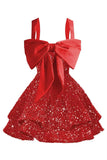 Sparkly Tiered Sequin Flower Girl Dress Spaghetti Straps Short Birthday Pageant Formal Mini Dresses