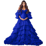 Puffy Tulle Robe Maternity Dress for Photoshoot Off Shoulder Bridal Lingerie Maternity Gowns for BabyShower
