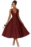 White Prom Dresses Halter Midi Jacquard Formal Dress V-Neck Engagement Dress Satin Floral Jacquard for Women 2027 with Pockets