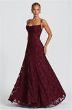 Floral Lace Bridesmaid Dresses for Women Long Spaghetti Straps Formal Evening Gowns with Scarf