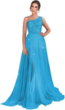 One-Shoulder-Ballkleid mit Pailletten, formelle Kleider für Damen, funkelnde Abendkleider, Tüll-Ballkleid 