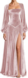 Kingbridal Gowns Long Sleeve Prom Dresses for Women 2027 Velvet Formal Dress with Slit Long A-line Evening Party Gowns