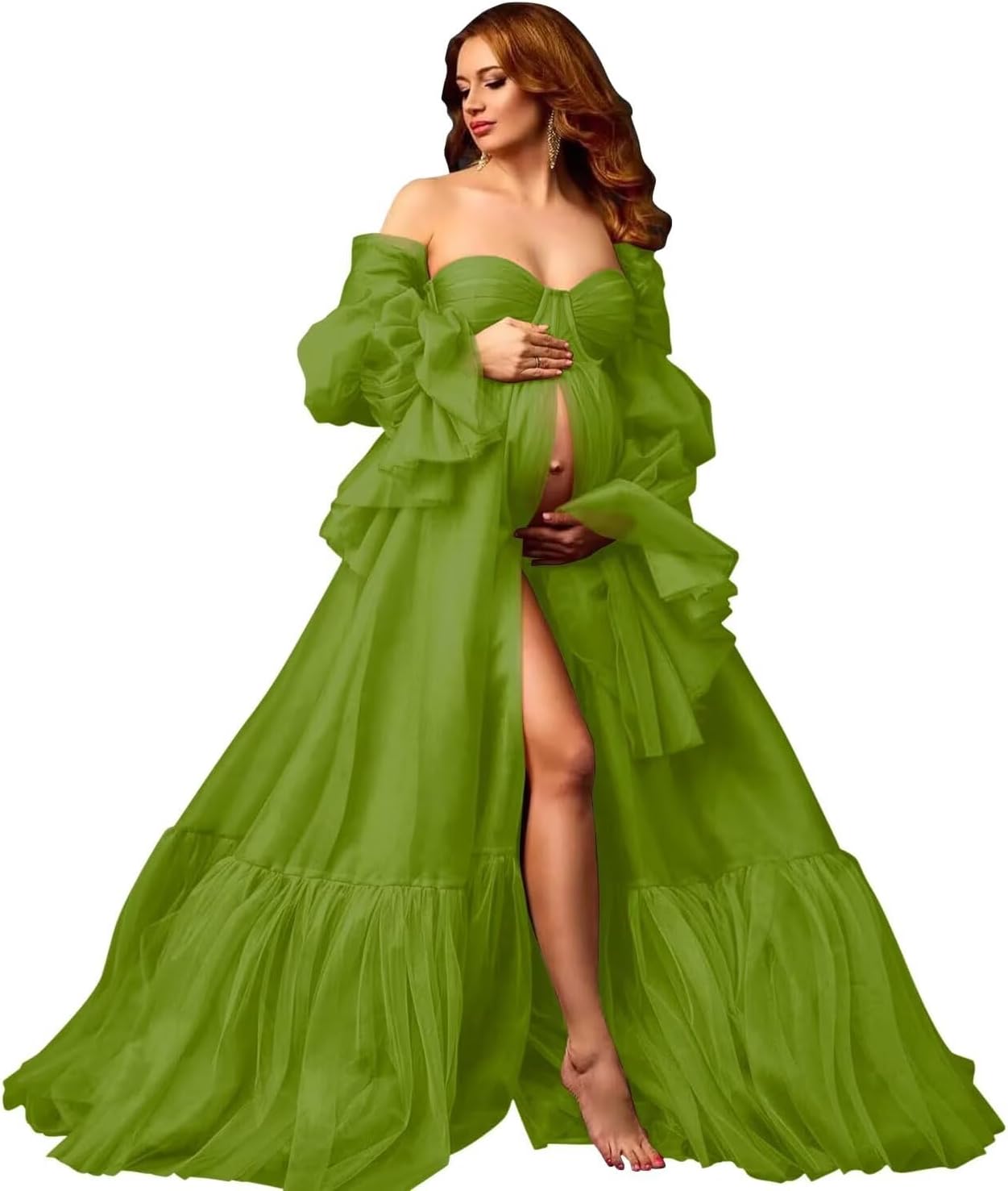 Tulle Maternity Dresses for Photoshoot Long Puffy Bridal Lingeria Robe Pregnancy Gowns Bathgown BabyShower Dress