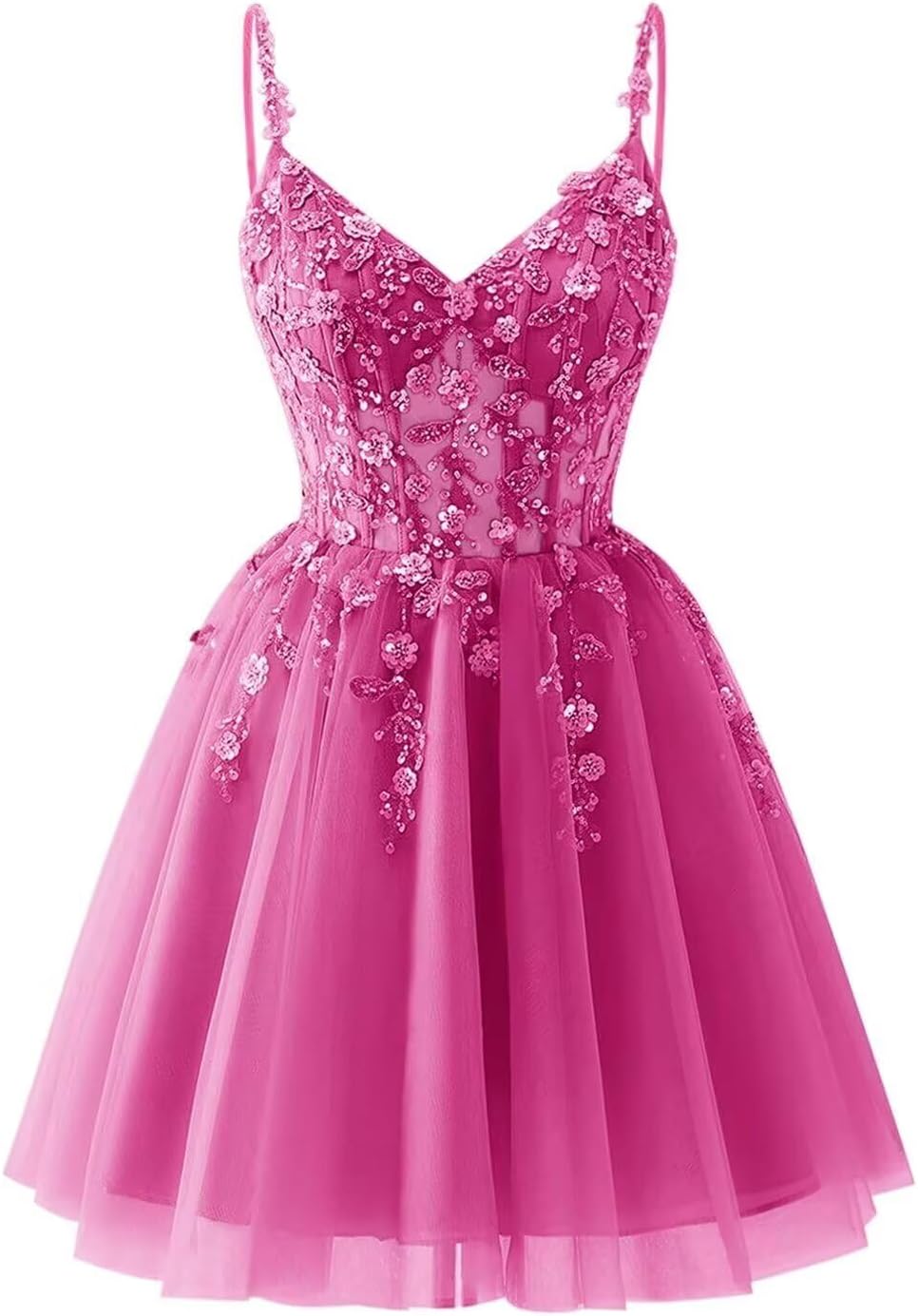Lace Applique Tulle Homecoming Dresses for Teens Sparkly 3D Flower Short Prom Dress Sequin Quinceanera DAMA Dress