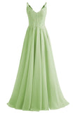 Lace Bridesmaid Dresses for Wedding with Slit Spaghetti Straps Chiffon Aline Formal Evening Party Gowns