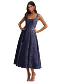 Floral Lace Bridesmaid Dresses for Women Tea Length A Line Pleated Wedding Guest Dress Formal Gown