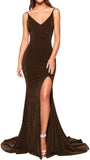 Women's Prom Dress Long High Slit Mermaid Formal Evening Gown for Wedding