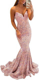 Women's Strapless Sequin Prom Dresses with Train Criss-Cross Mermaid Long Formal Evening Gowns