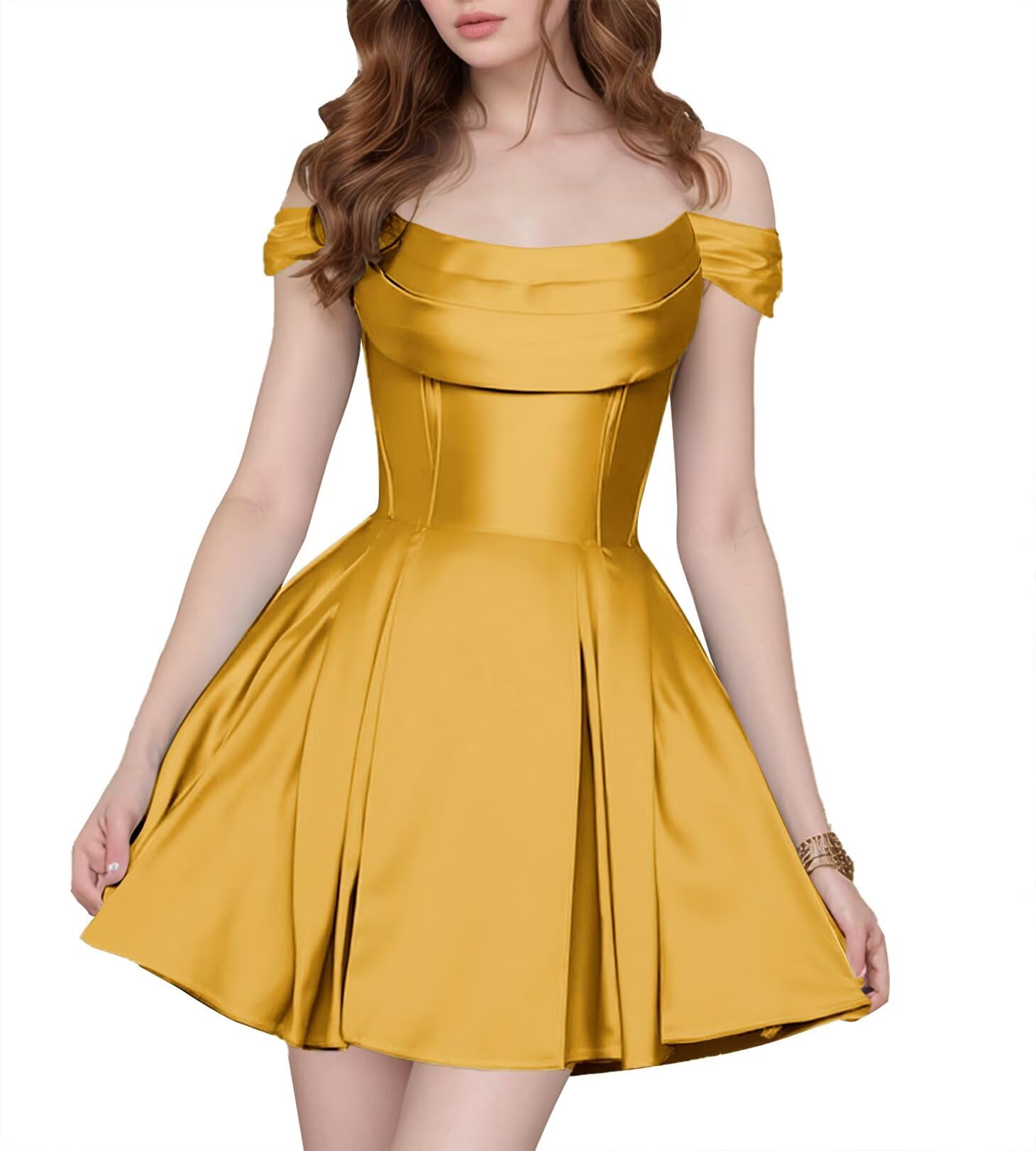 Satin Homecoming Dresses Short Wedding Dresses 2027 Off Shoulder Prom Dress with Pockets A Line Formal Party Gown