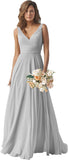 Chiffon Bridesmaid Dresses Long for Women A Line Ruched Formal Porm Evening Gowns